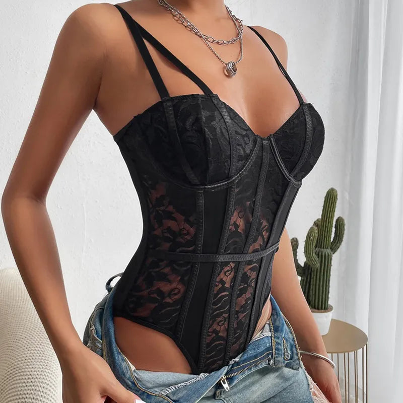 Juliette | Embroidered Corset Bodysuit