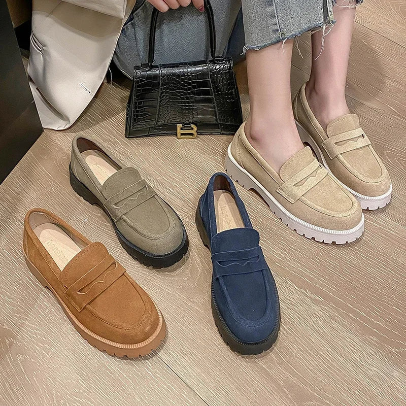 Ophelia – Chic Cowhide Loafers with Heel Comfort