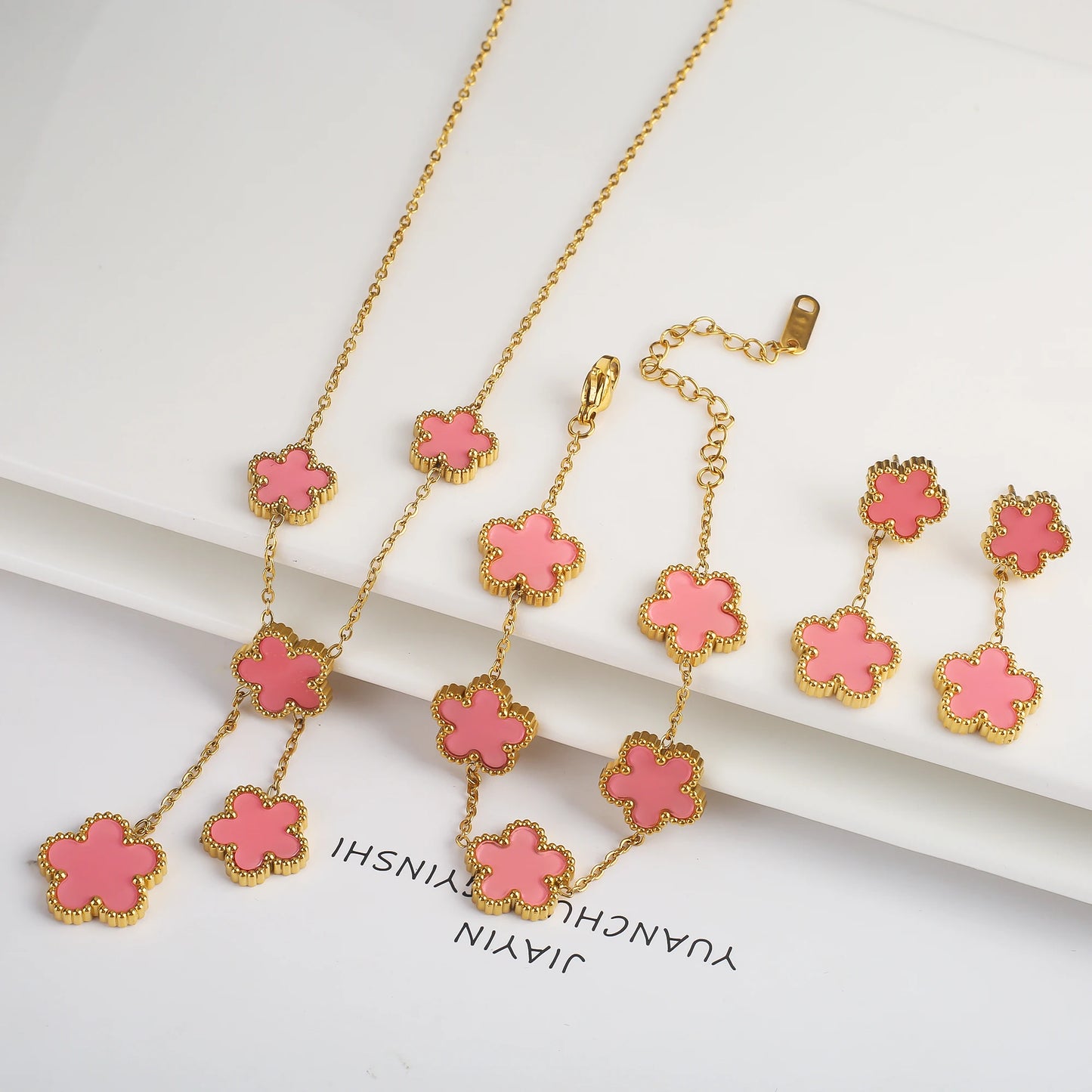 Five-Leaf Flower Jewelry Set