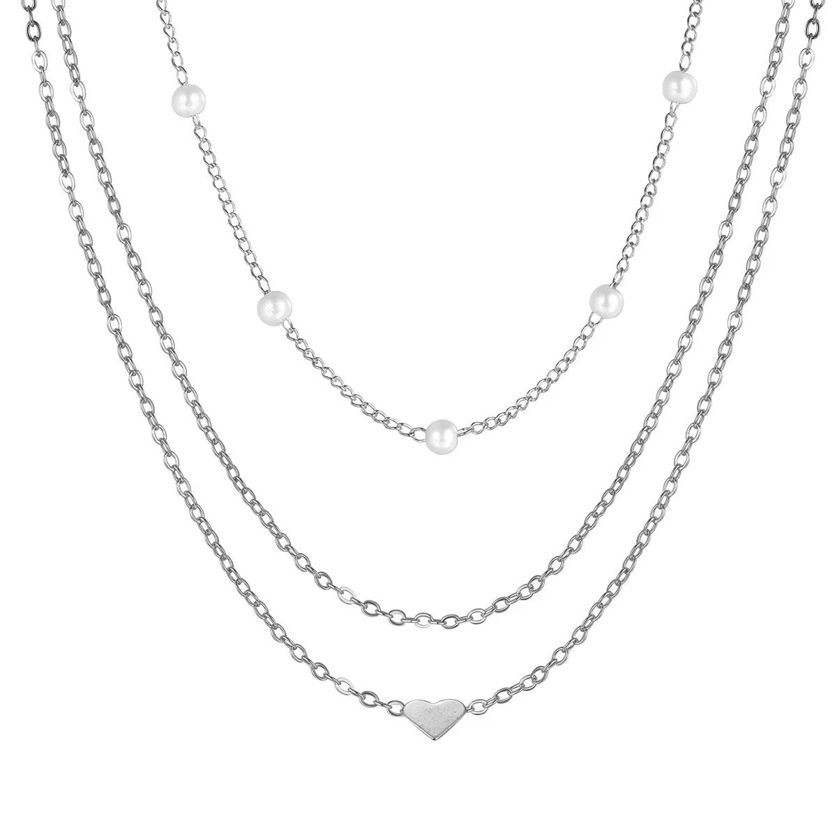 Elegant Pearl & Heart Necklace