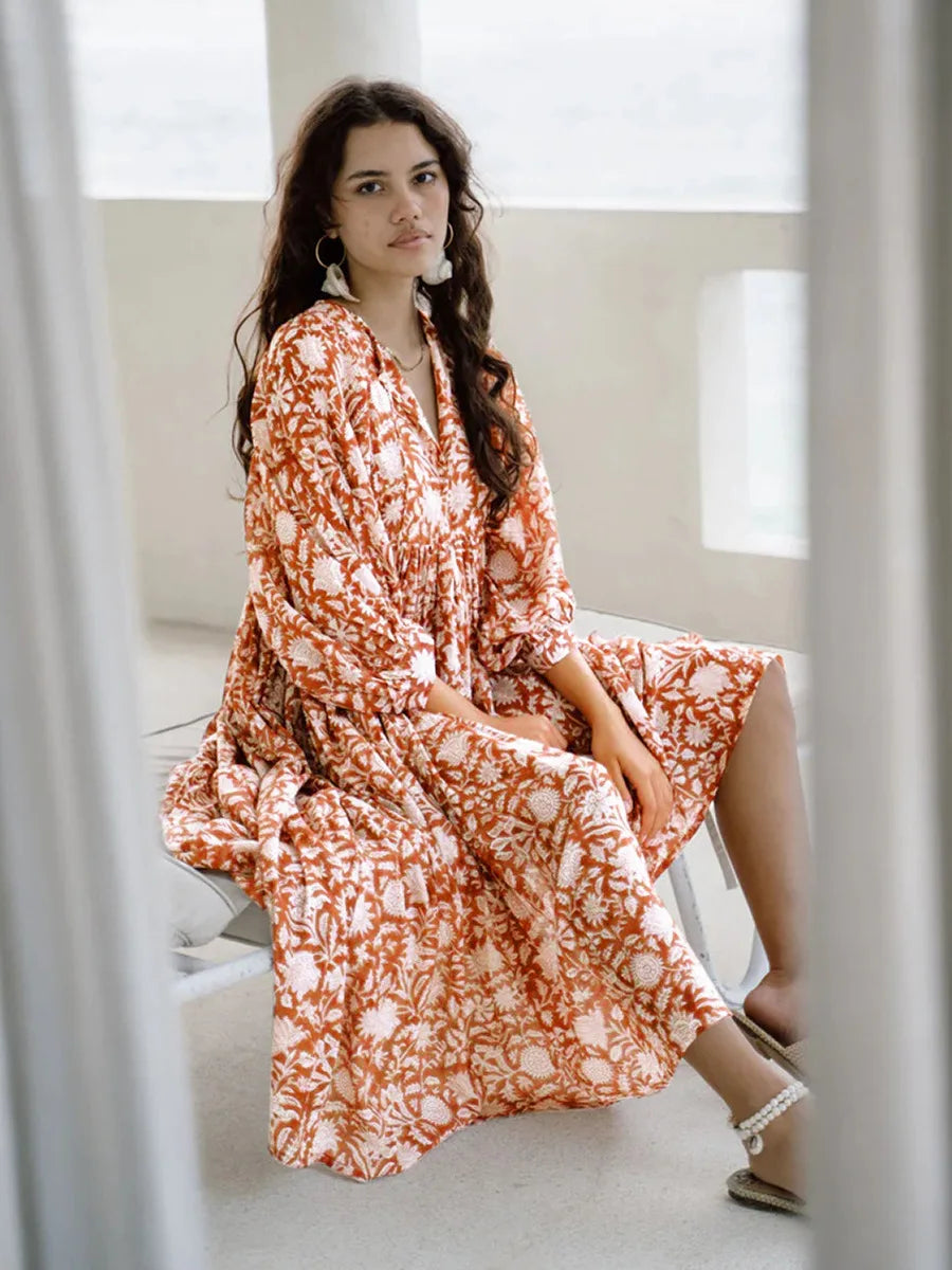 Mia - Floral Boho Maxi Dress