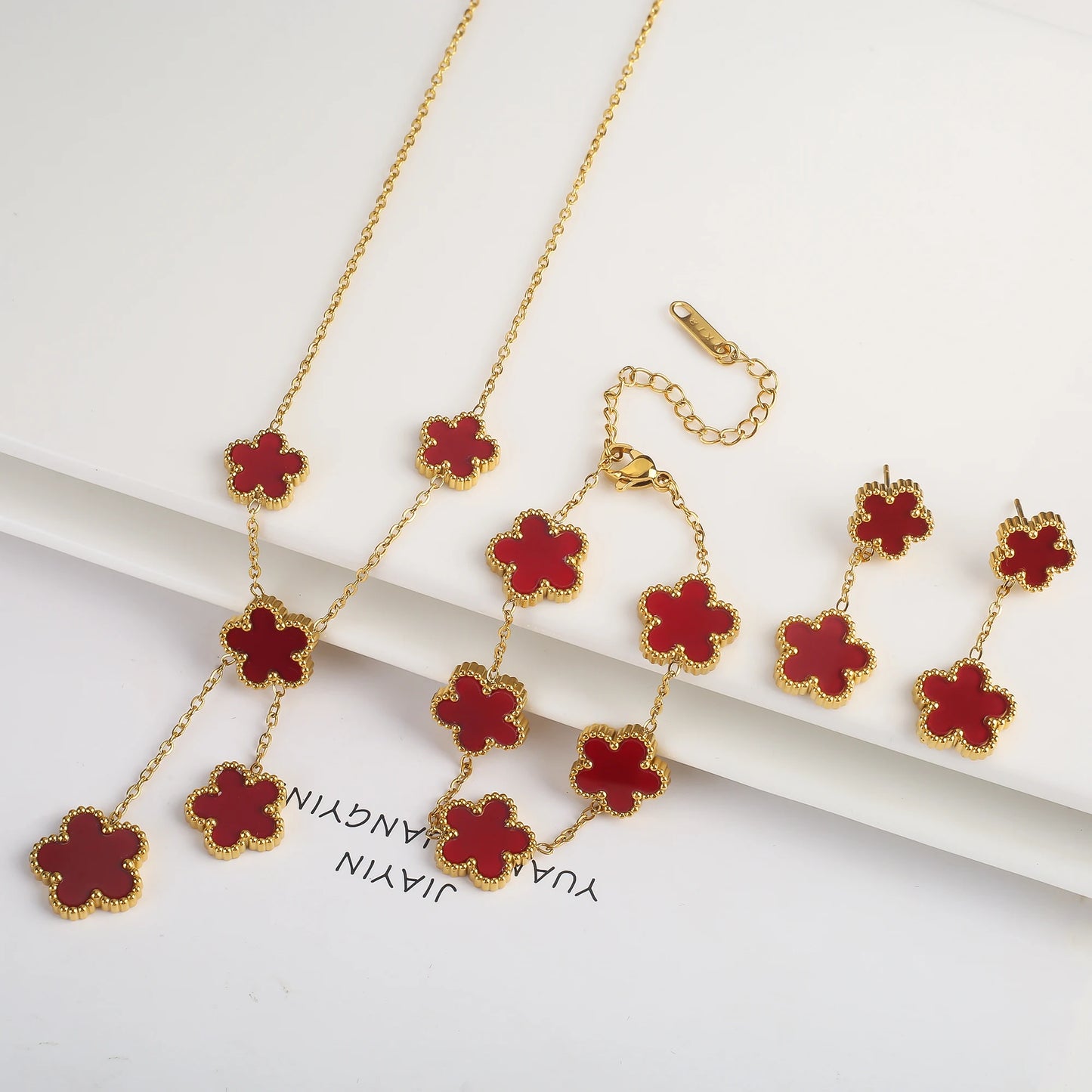 Five-Leaf Flower Jewelry Set