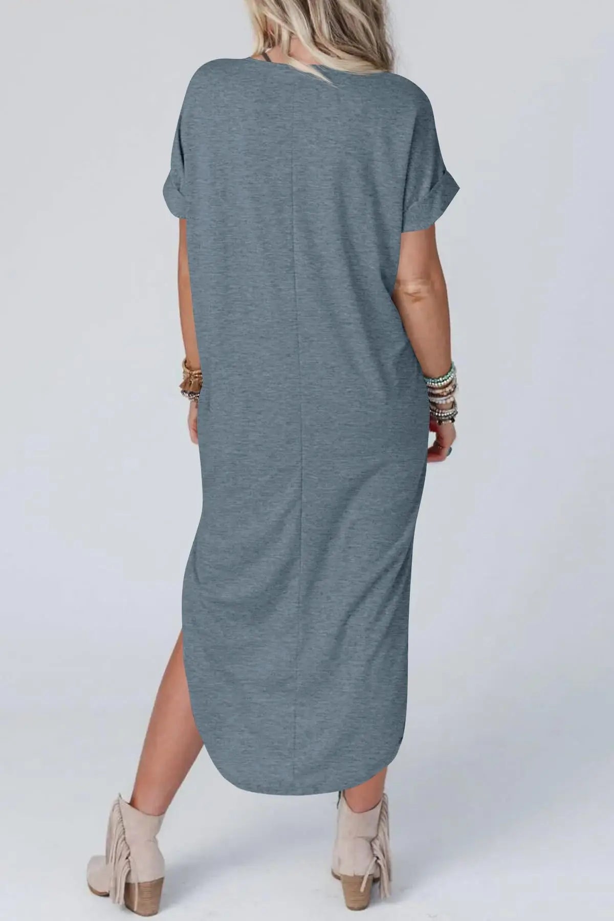 Serena – Elegant Cotton Linen V-Neck Dress