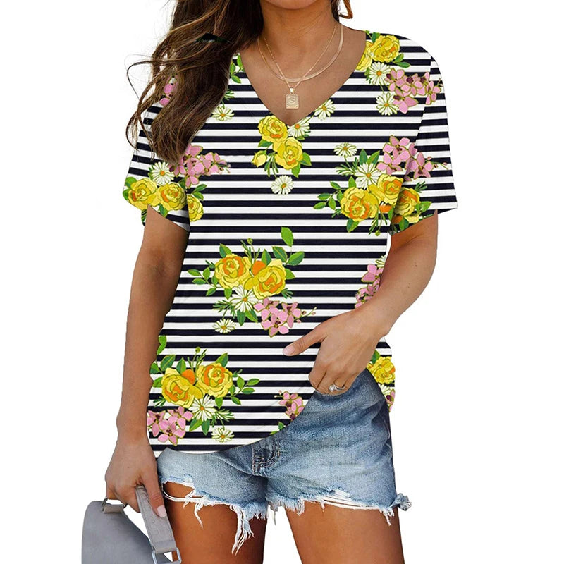 Dahlia - Sunflower V-Neck T-Shirt