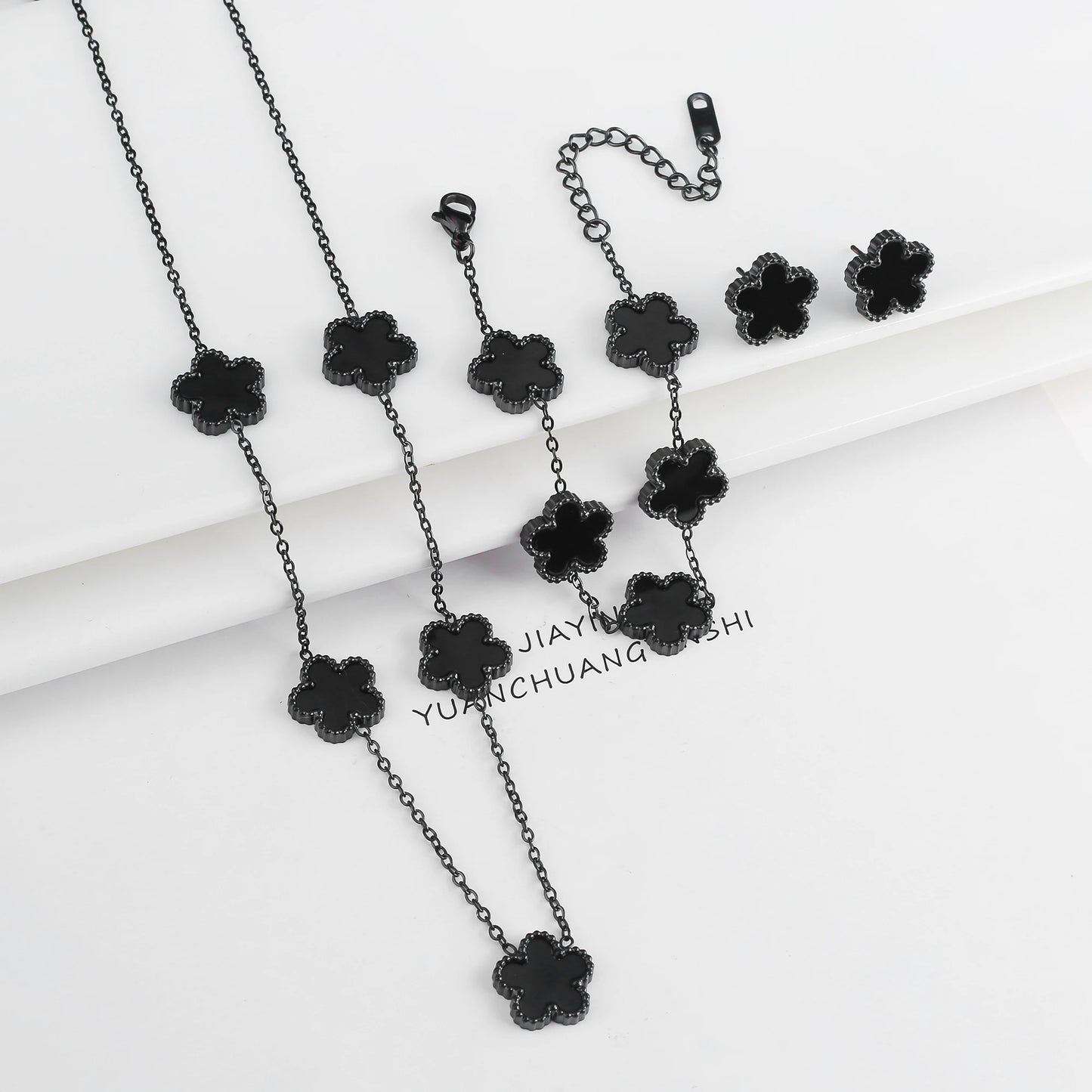 Five-Leaf Flower Jewelry Set