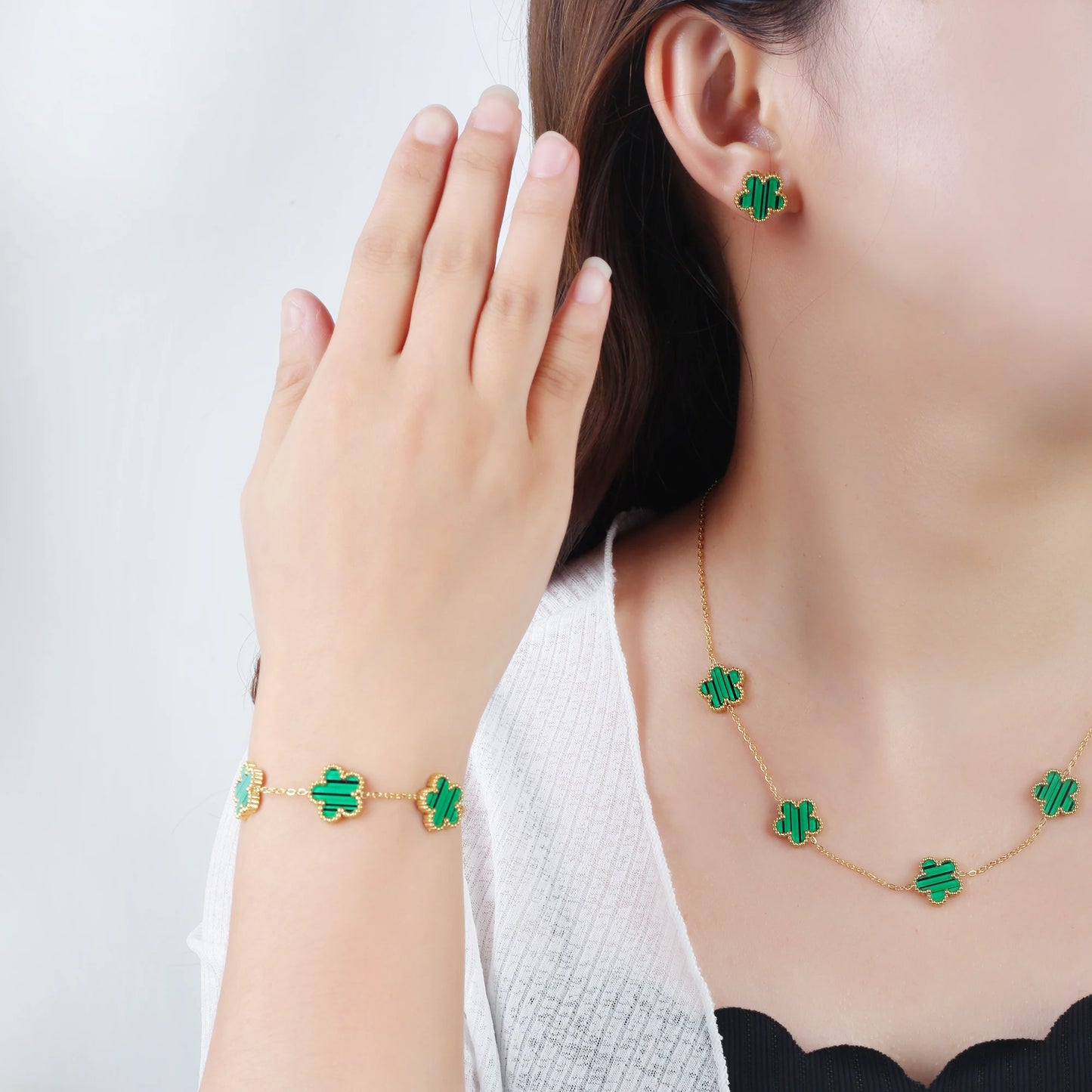 Five-Leaf Flower Jewelry Set