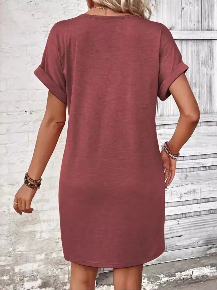 Dress V-neck button closure