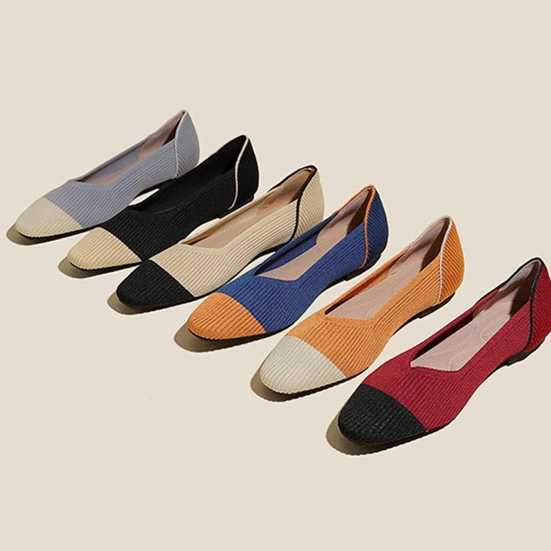 Avery - Square-Toe Knit Flats