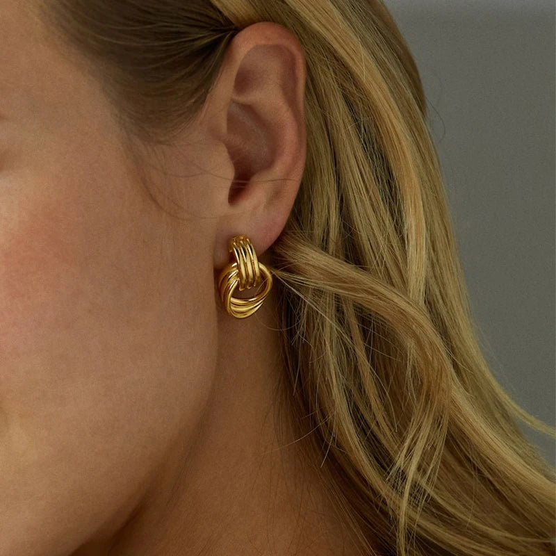 Golden Knot Earrings Set