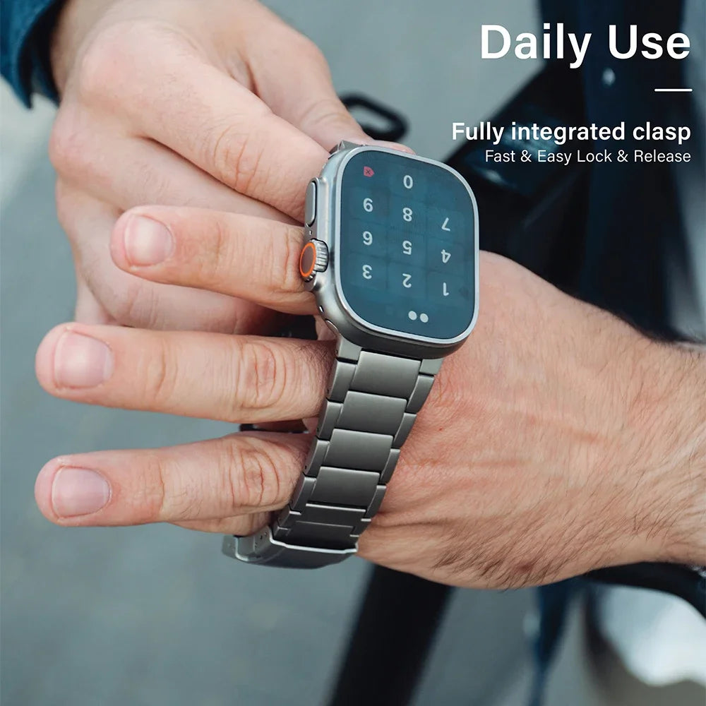 Luxury Titanium Bracelet for Apple Watch Ultra 2 Band 49mm 45mm 44mm 46mm Business Strap for IWatch Series 10 9 8 7 6 5 4 Se 3 2