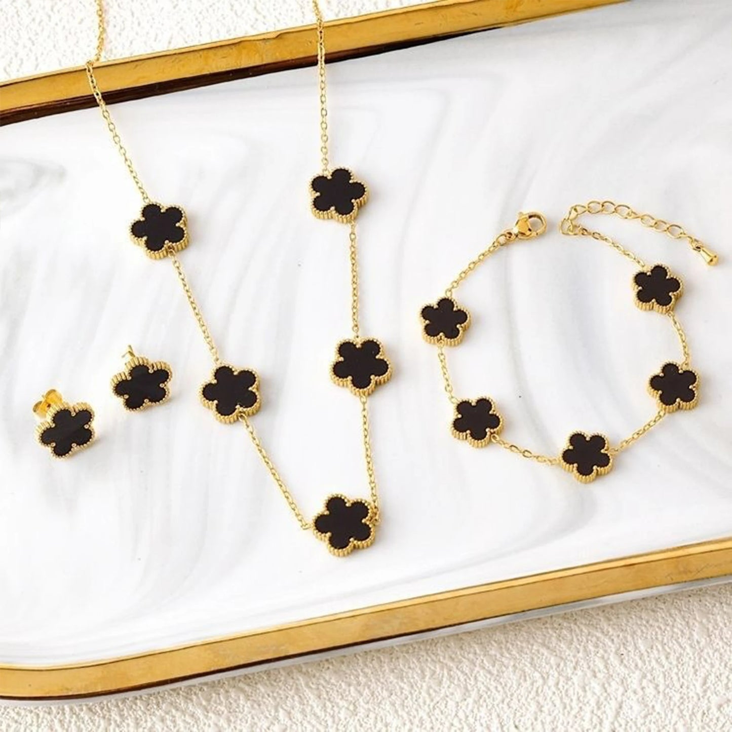 Five-Leaf Flower Jewelry Set
