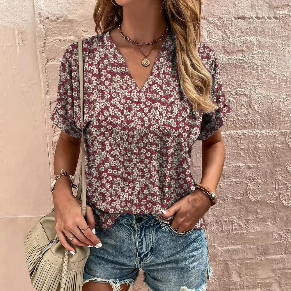 Florina - Blooming V-Neck T-Shirt