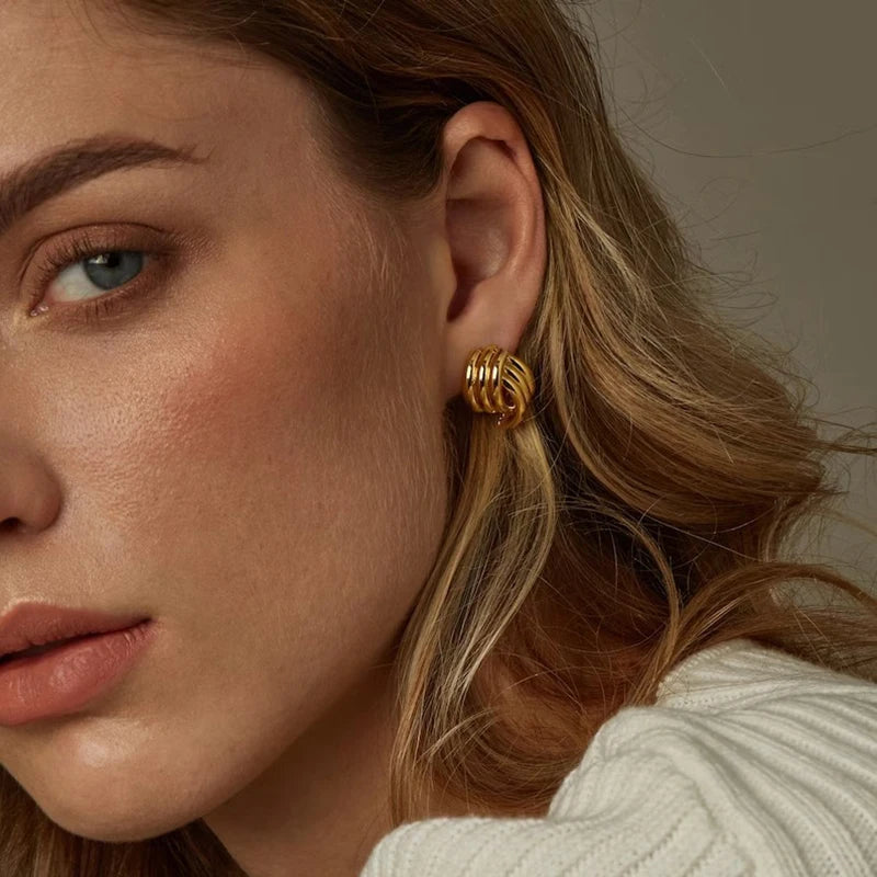 Golden Knot Earrings Set
