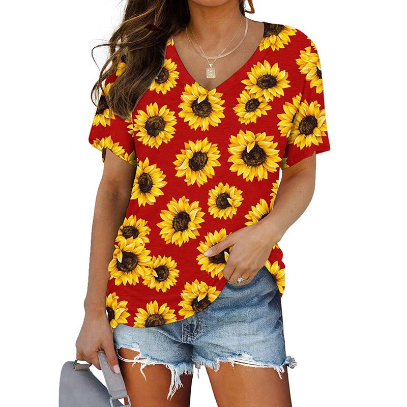 Dahlia - Sunflower V-Neck T-Shirt