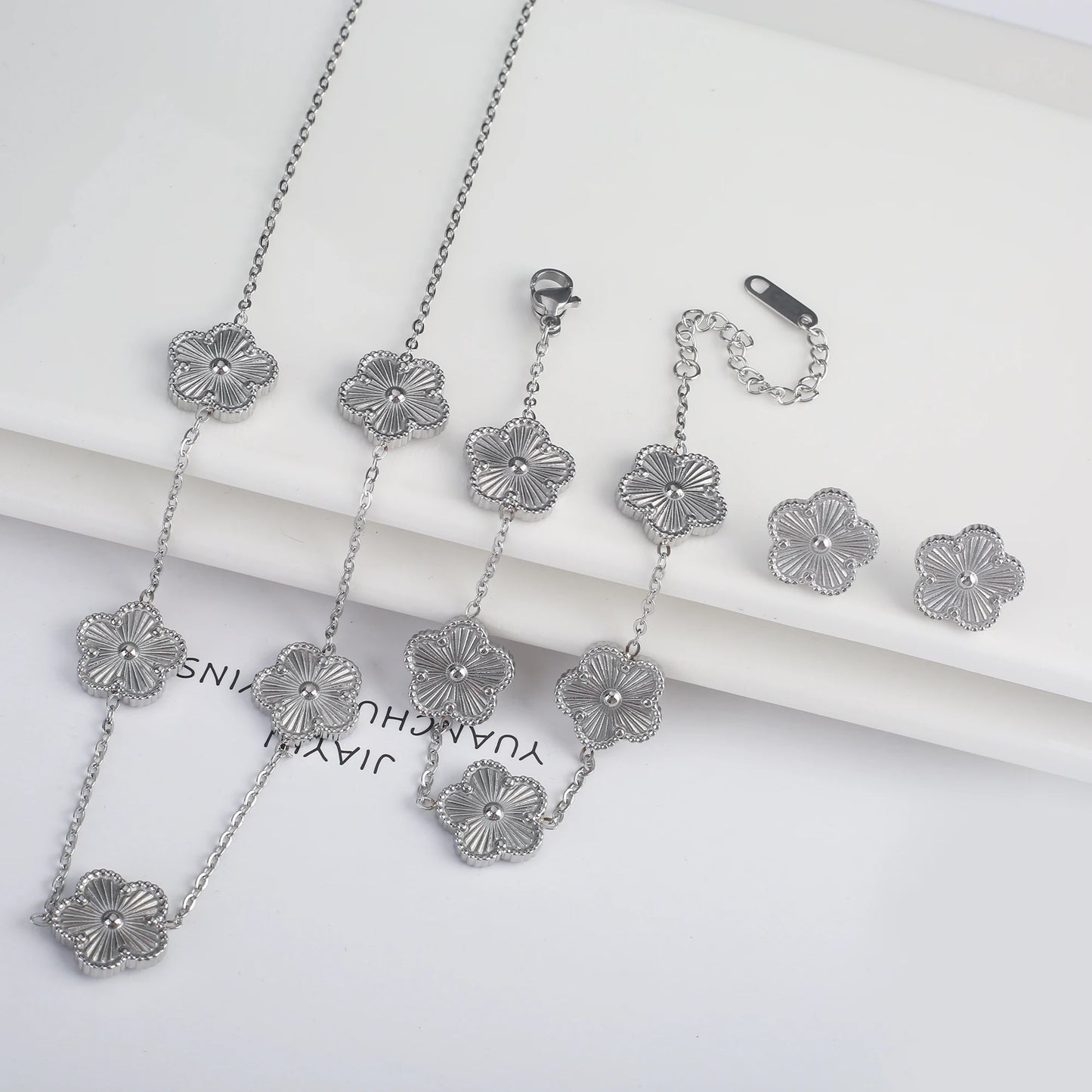 Five-Leaf Flower Jewelry Set