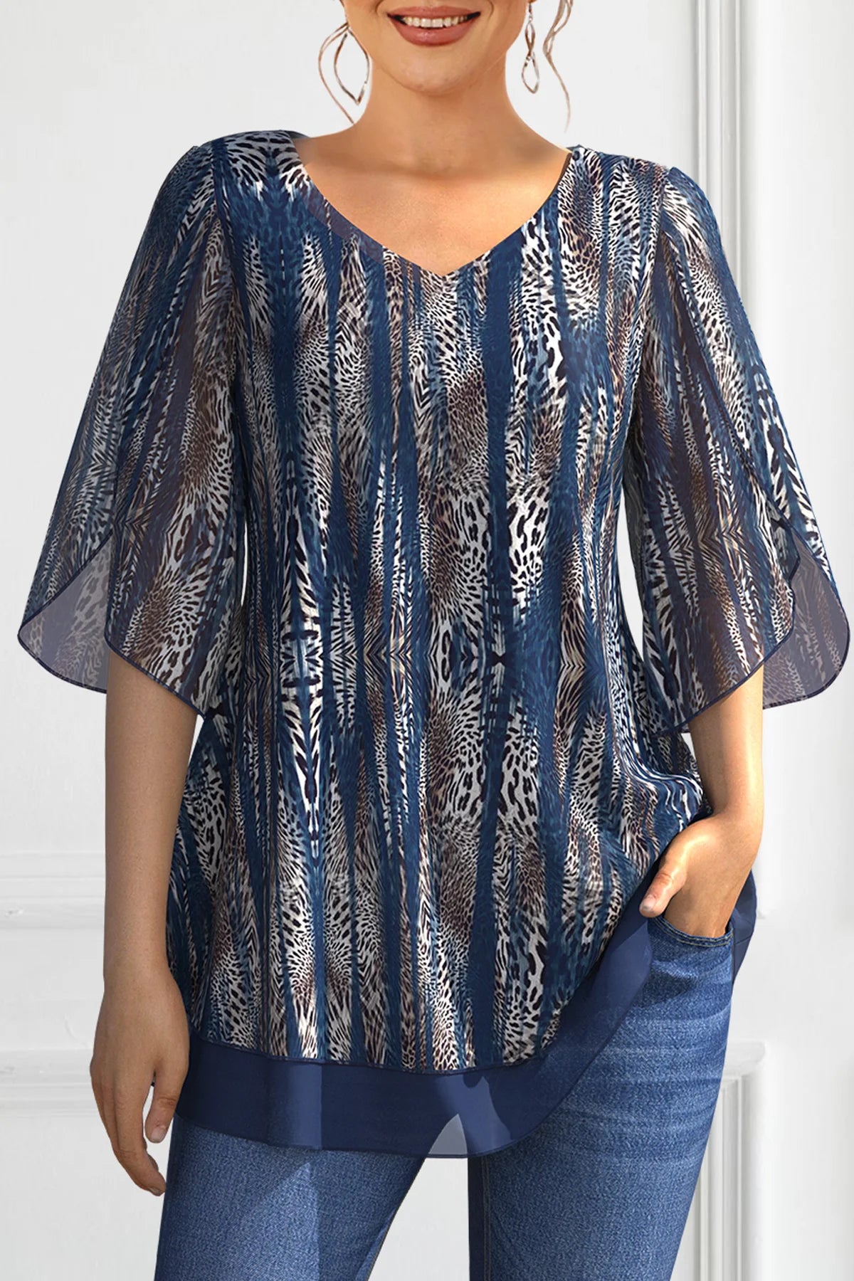 Savanna – Leopard Print Shoulder Blouse