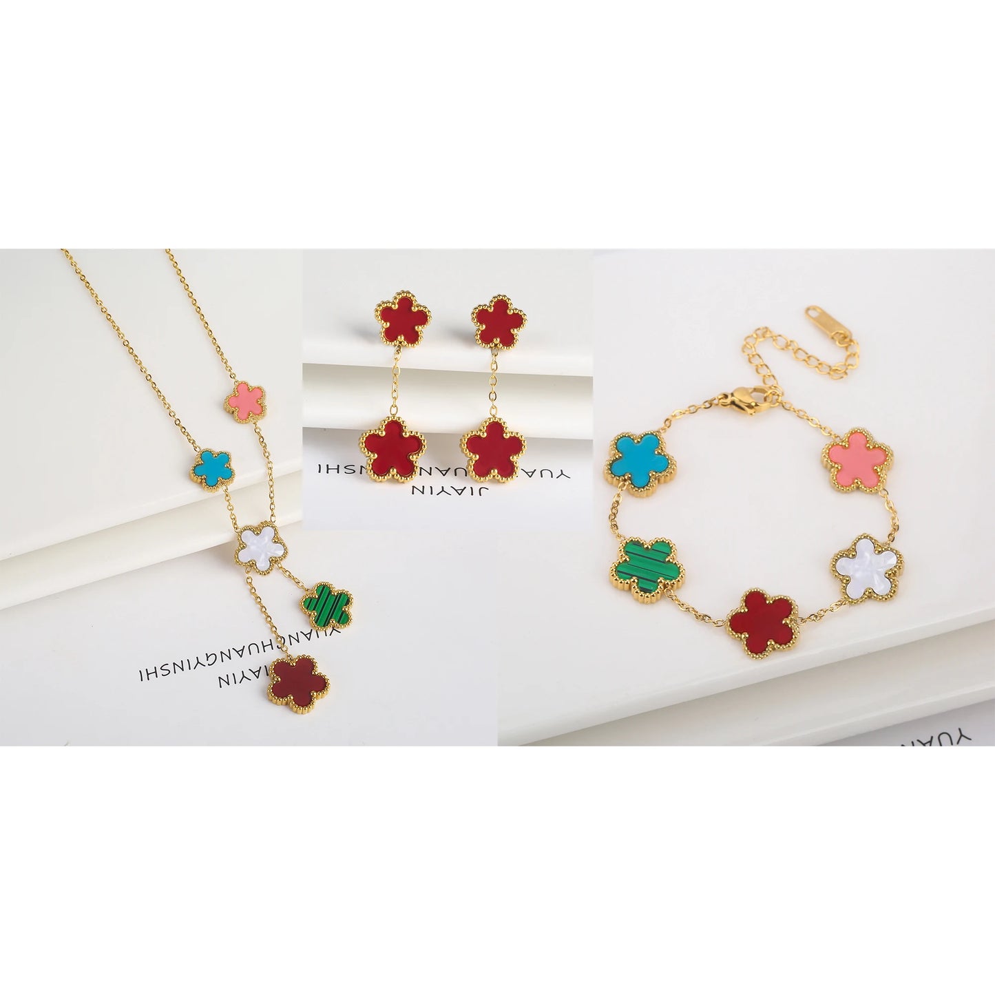 Five-Leaf Flower Jewelry Set