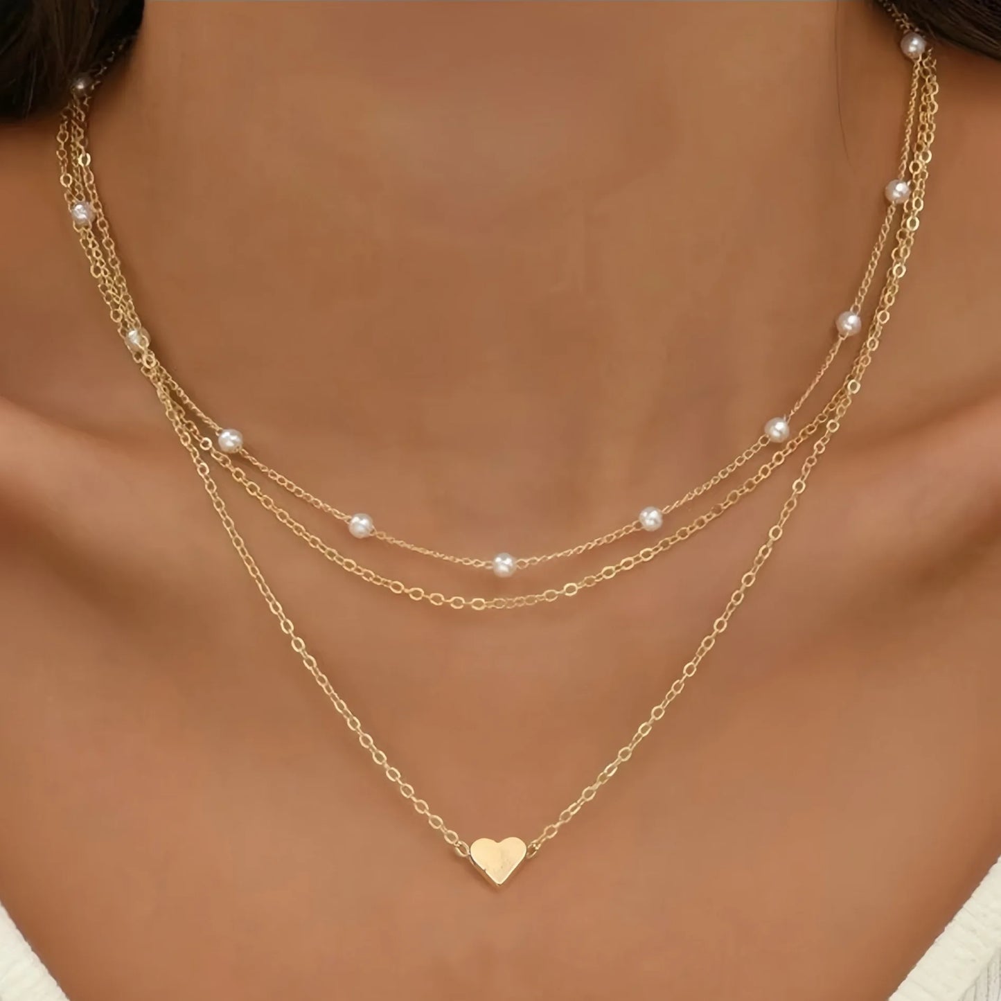Elegant Pearl & Heart Necklace