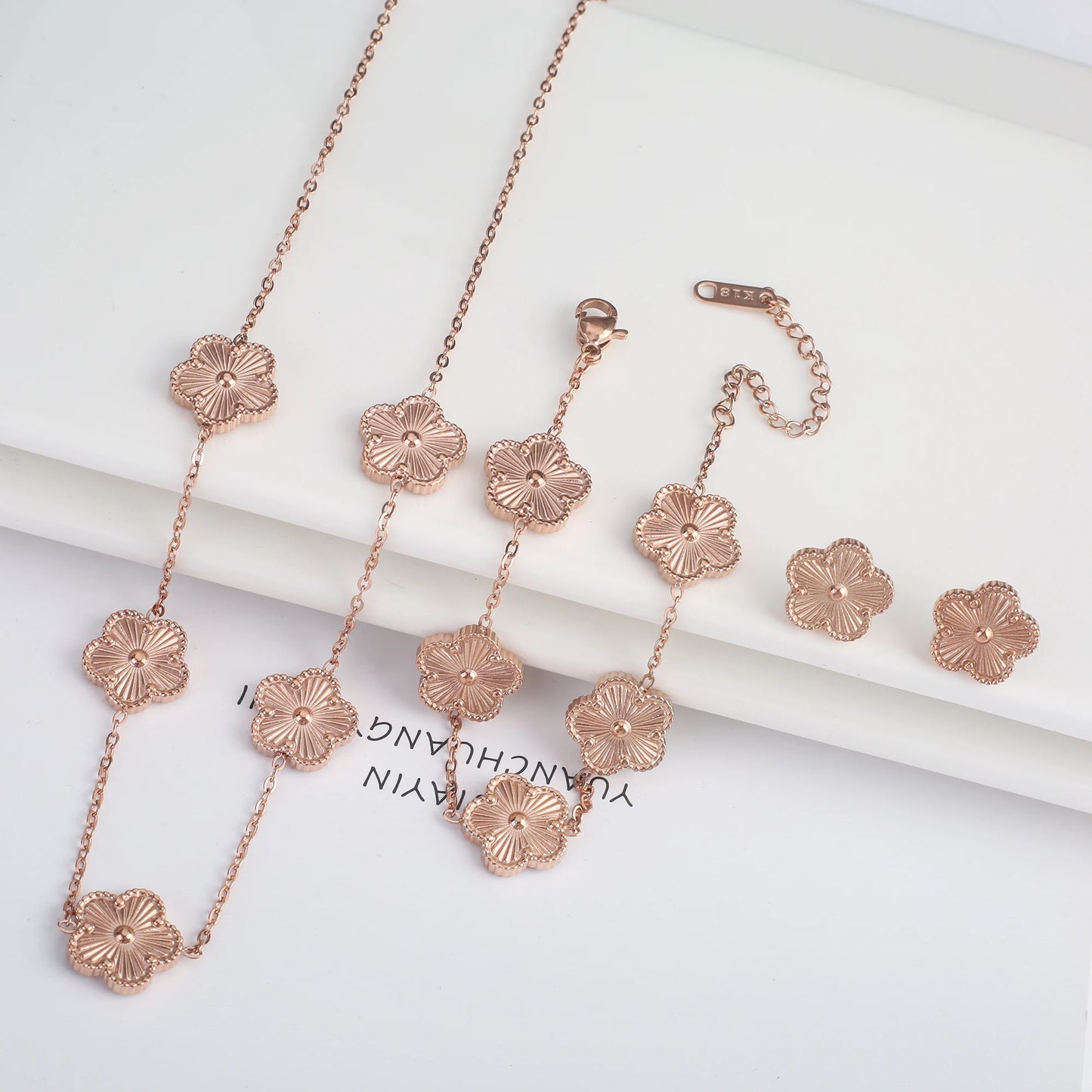 Five-Leaf Flower Jewelry Set