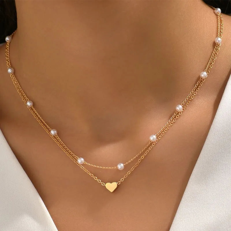 Elegant Pearl & Heart Necklace