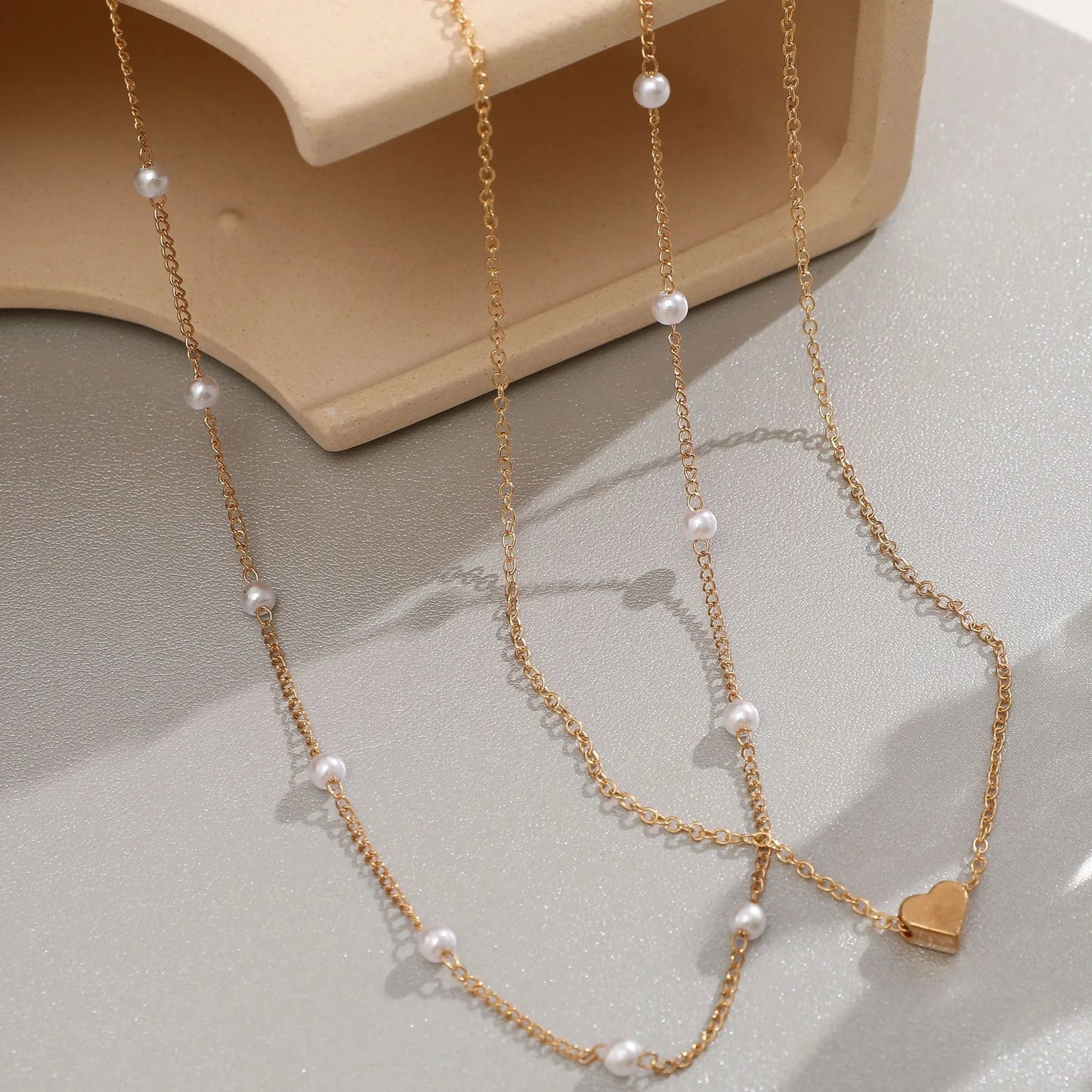 Elegant Pearl & Heart Necklace