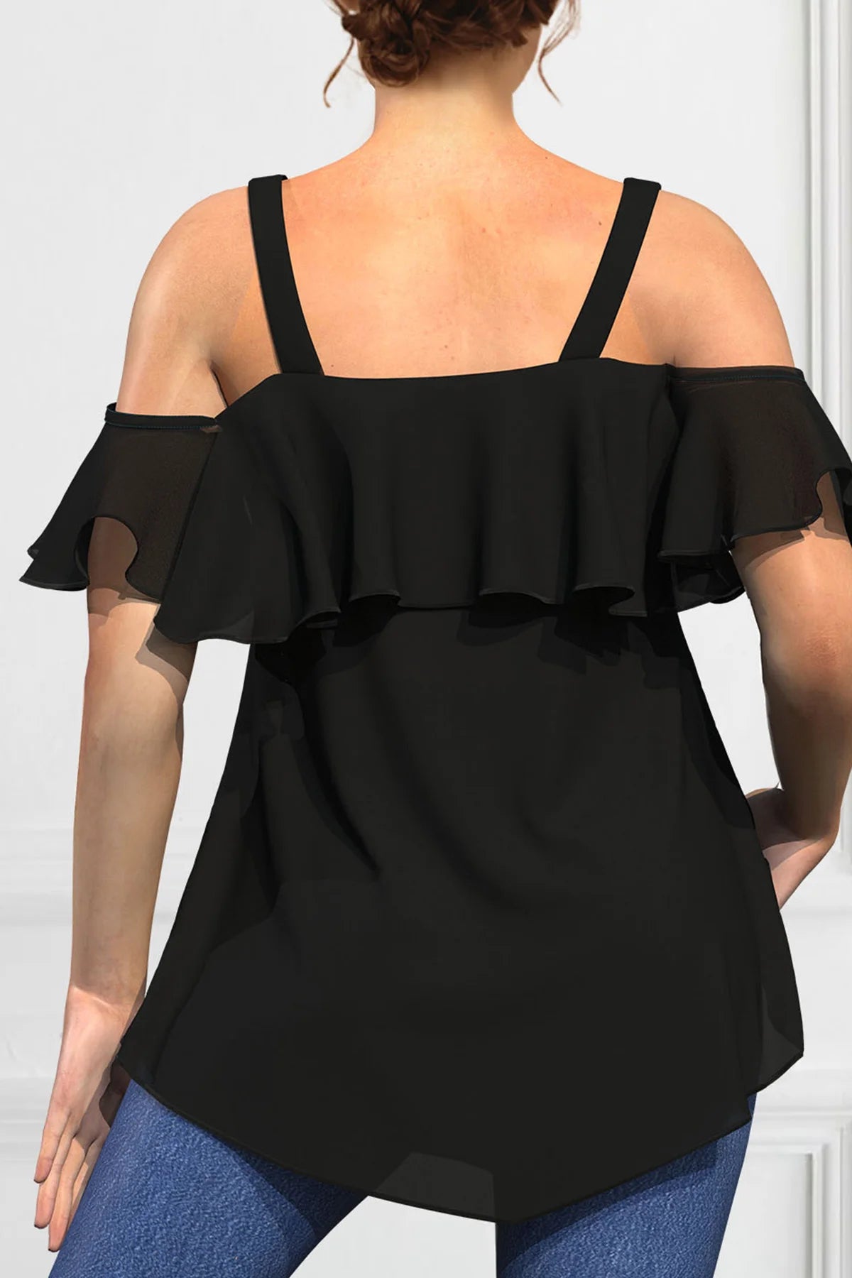 Isla – Elegant Cold Shoulder Ruffle Blouse