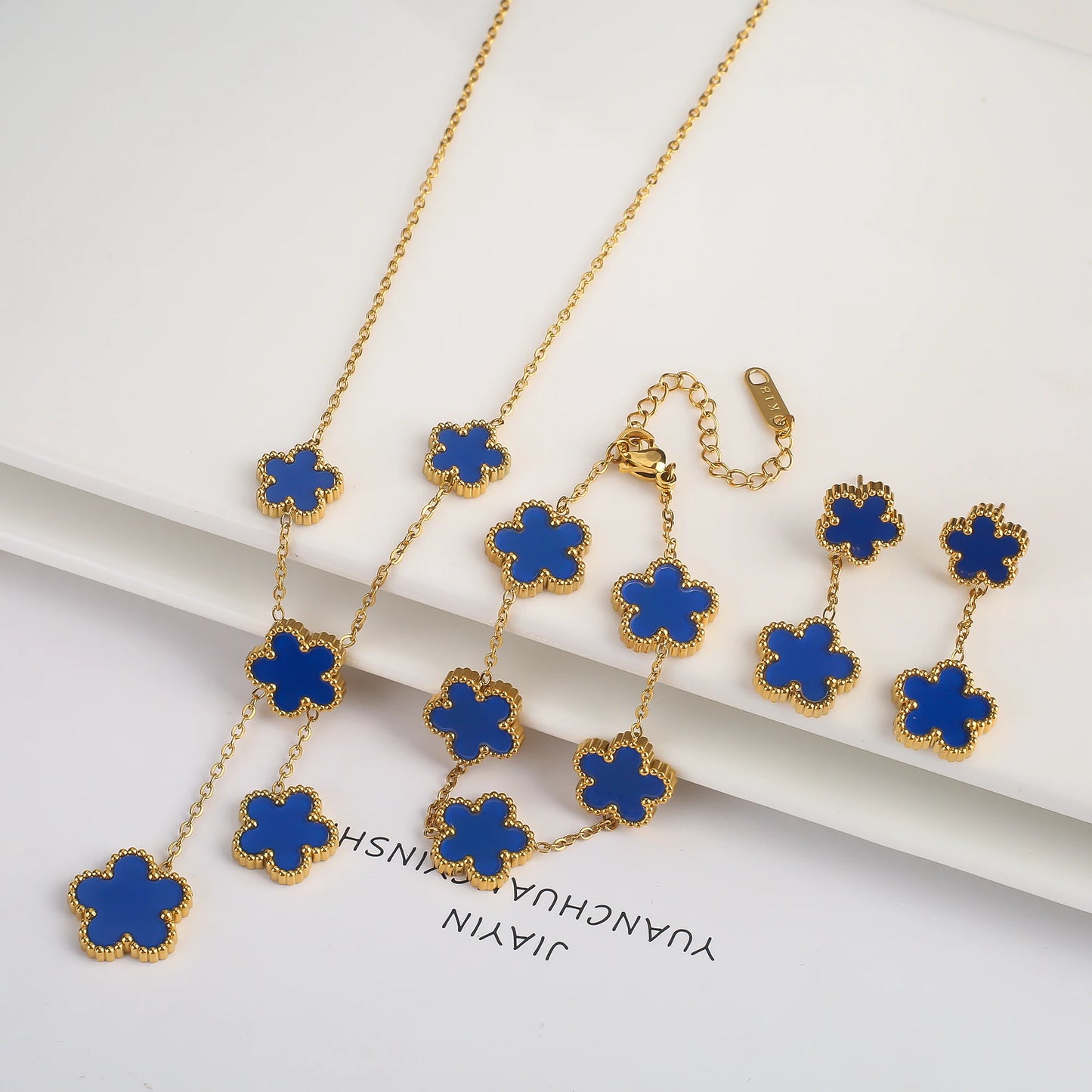 Five-Leaf Flower Jewelry Set