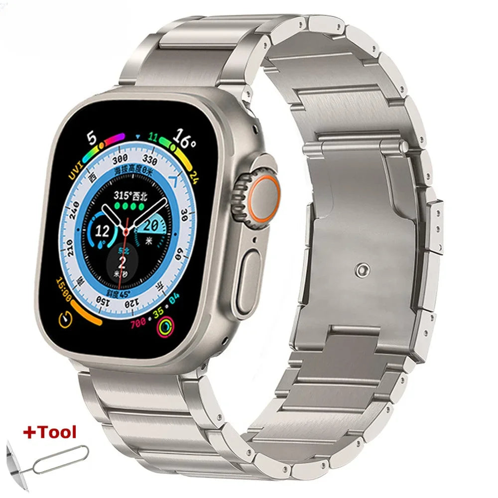 Luxury Titanium Bracelet for Apple Watch Ultra 2 Band 49mm 45mm 44mm 46mm Business Strap for IWatch Series 10 9 8 7 6 5 4 Se 3 2