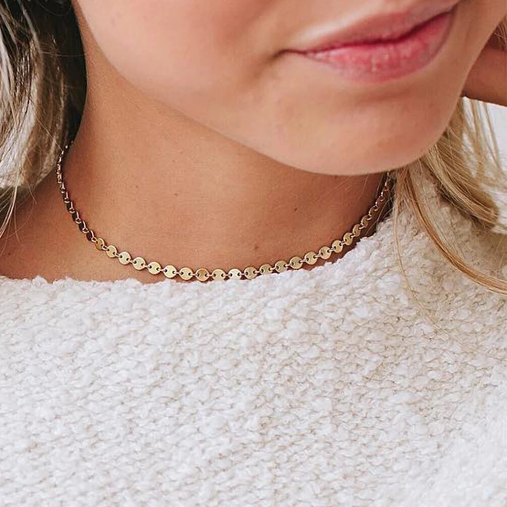 Gold Plated Disc Necklace