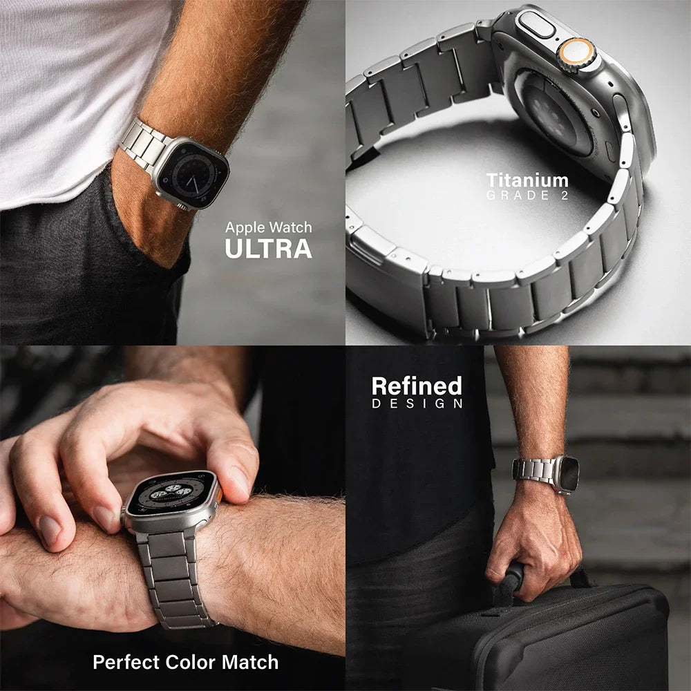 Luxury Titanium Bracelet for Apple Watch Ultra 2 Band 49mm 45mm 44mm 46mm Business Strap for IWatch Series 10 9 8 7 6 5 4 Se 3 2