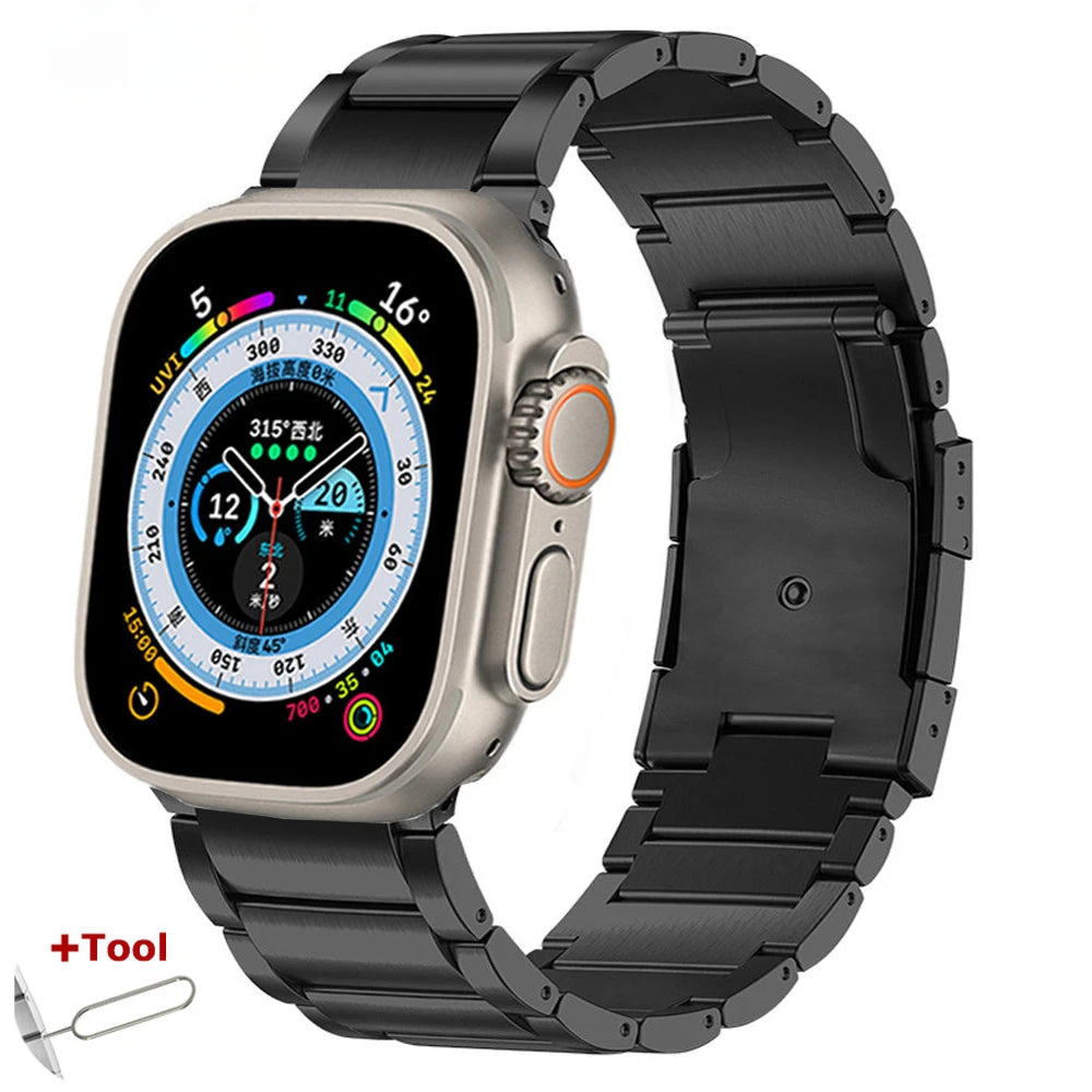 Luxury Titanium Bracelet for Apple Watch Ultra 2 Band 49mm 45mm 44mm 46mm Business Strap for IWatch Series 10 9 8 7 6 5 4 Se 3 2