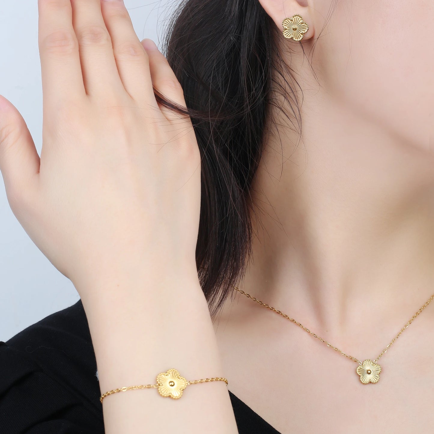 Five-Leaf Flower Jewelry Set