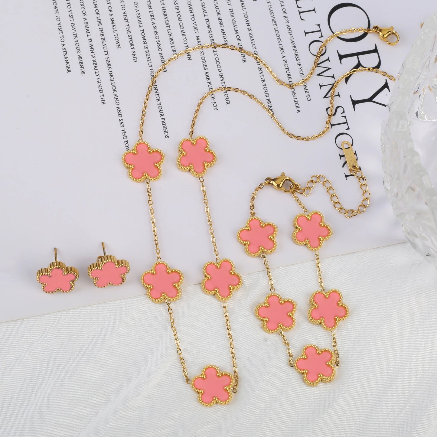Five-Leaf Flower Jewelry Set