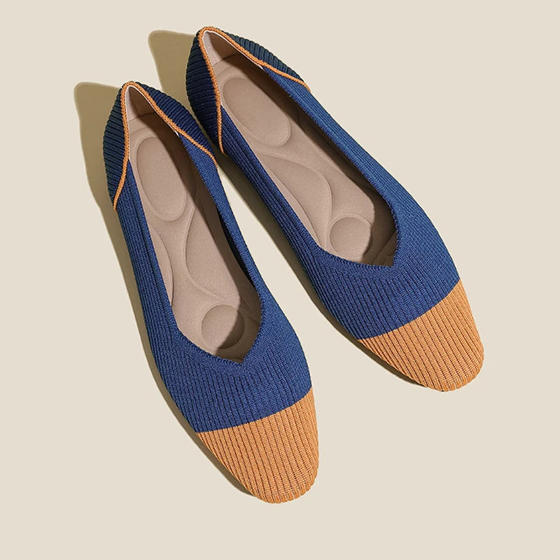 Avery - Square-Toe Knit Flats