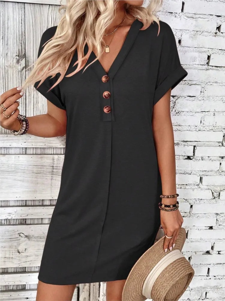 Dress V-neck button closure
