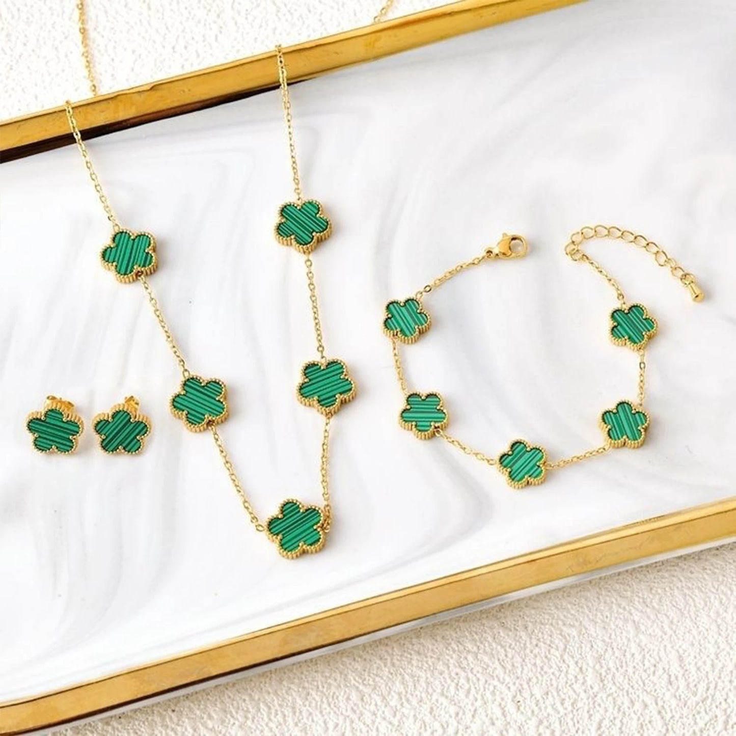 Five-Leaf Flower Jewelry Set