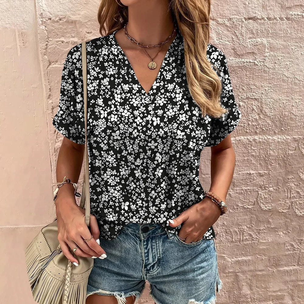Florina - Blooming V-Neck T-Shirt