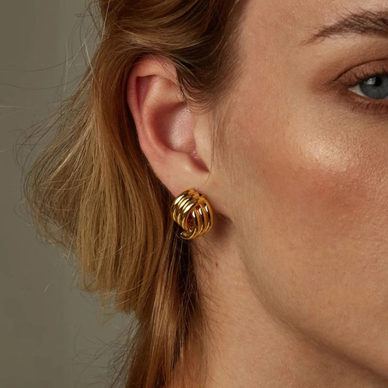 Golden Knot Earrings Set