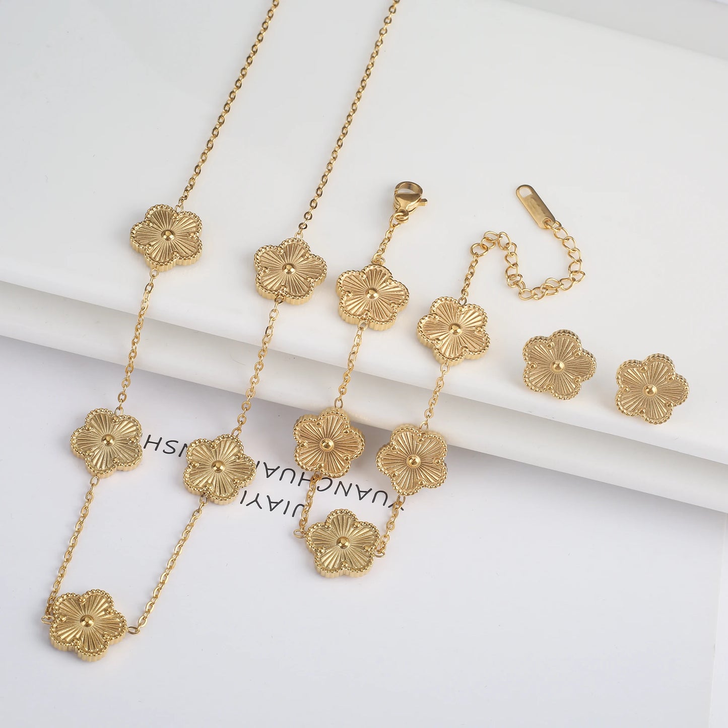 Five-Leaf Flower Jewelry Set