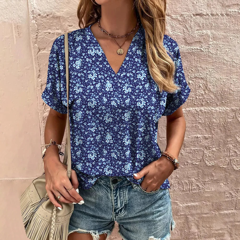 Florina - Blooming V-Neck T-Shirt