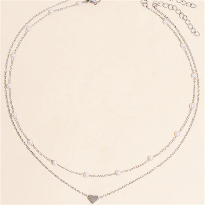 Elegant Pearl & Heart Necklace