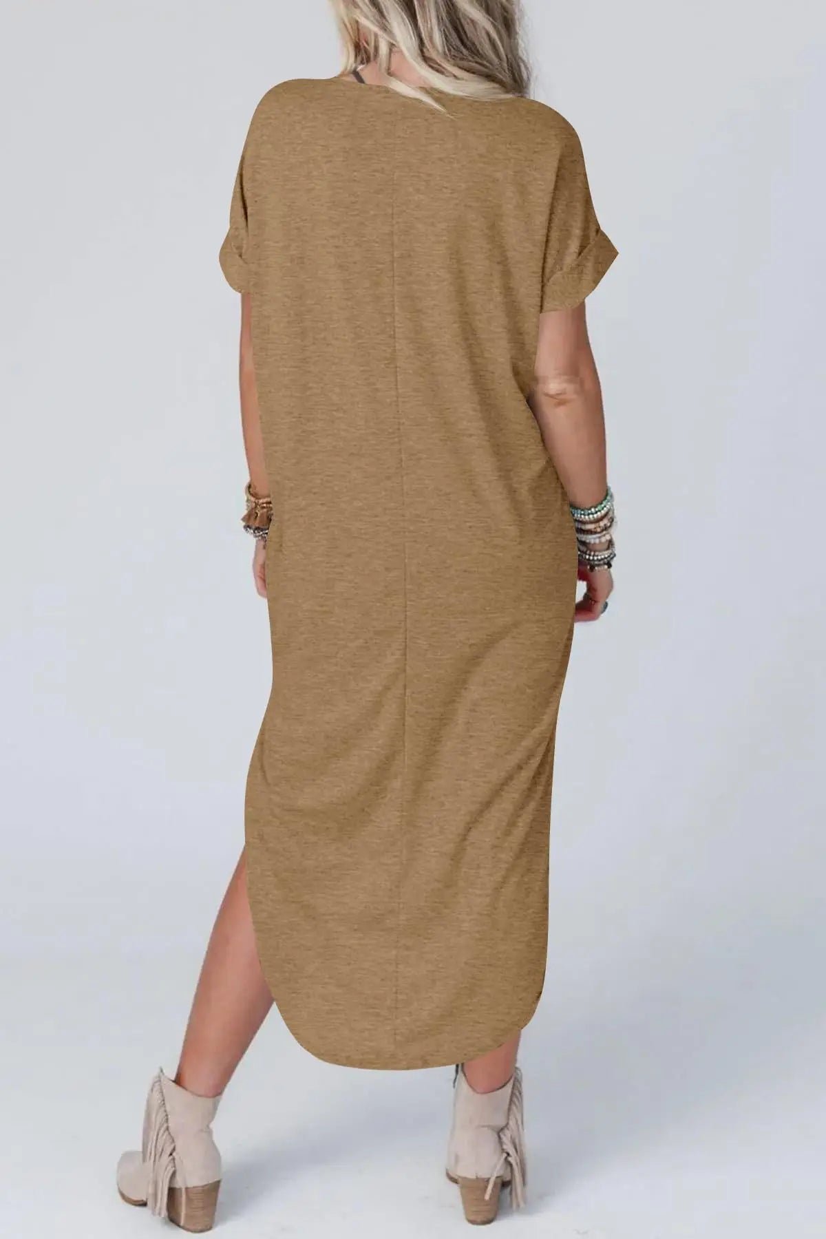 Serena – Elegant Cotton Linen V-Neck Dress