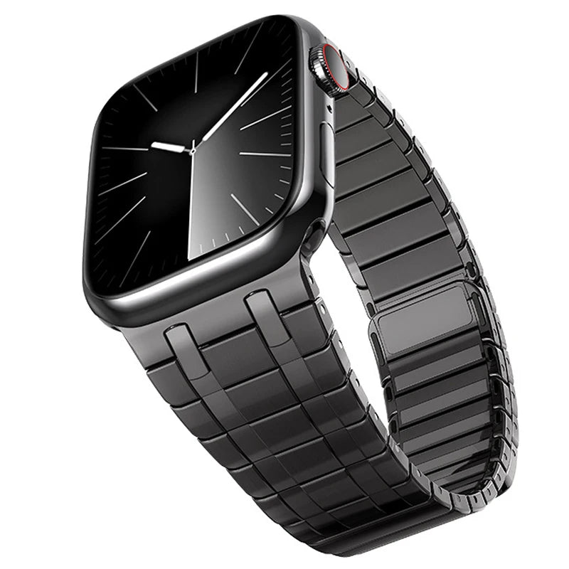 Magnetic Stainless Steel Band for Apple Watch 49mm 45mm 44mm 42mm Titanium Color Strap for IWatch Series 9 8 7 6 5 4 Se Ultra 2
