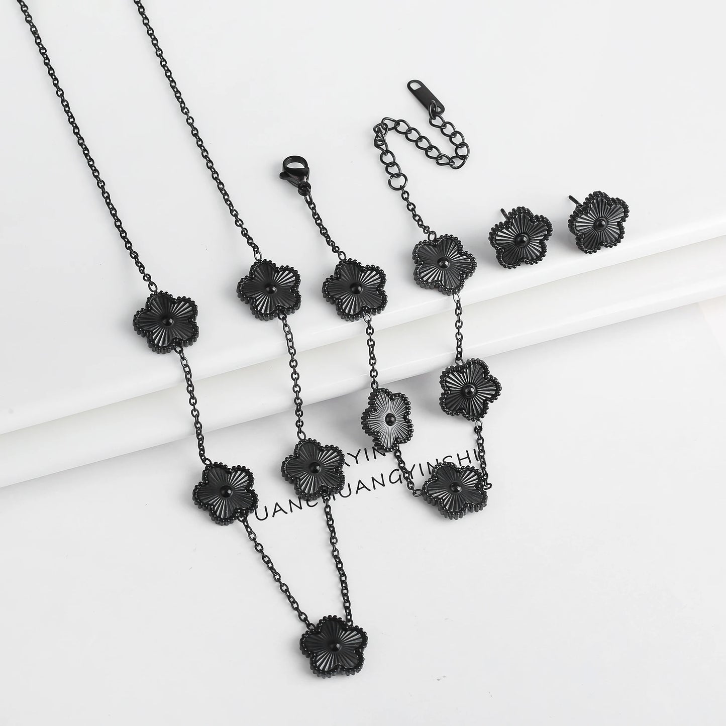 Five-Leaf Flower Jewelry Set