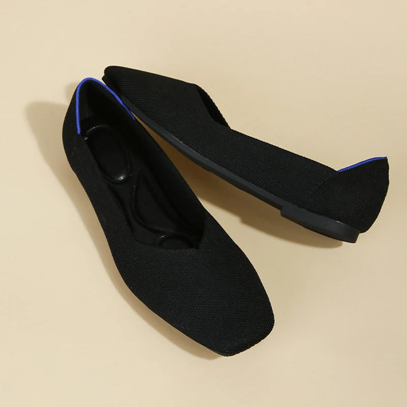 Mara - Square Toe Knit Flats
