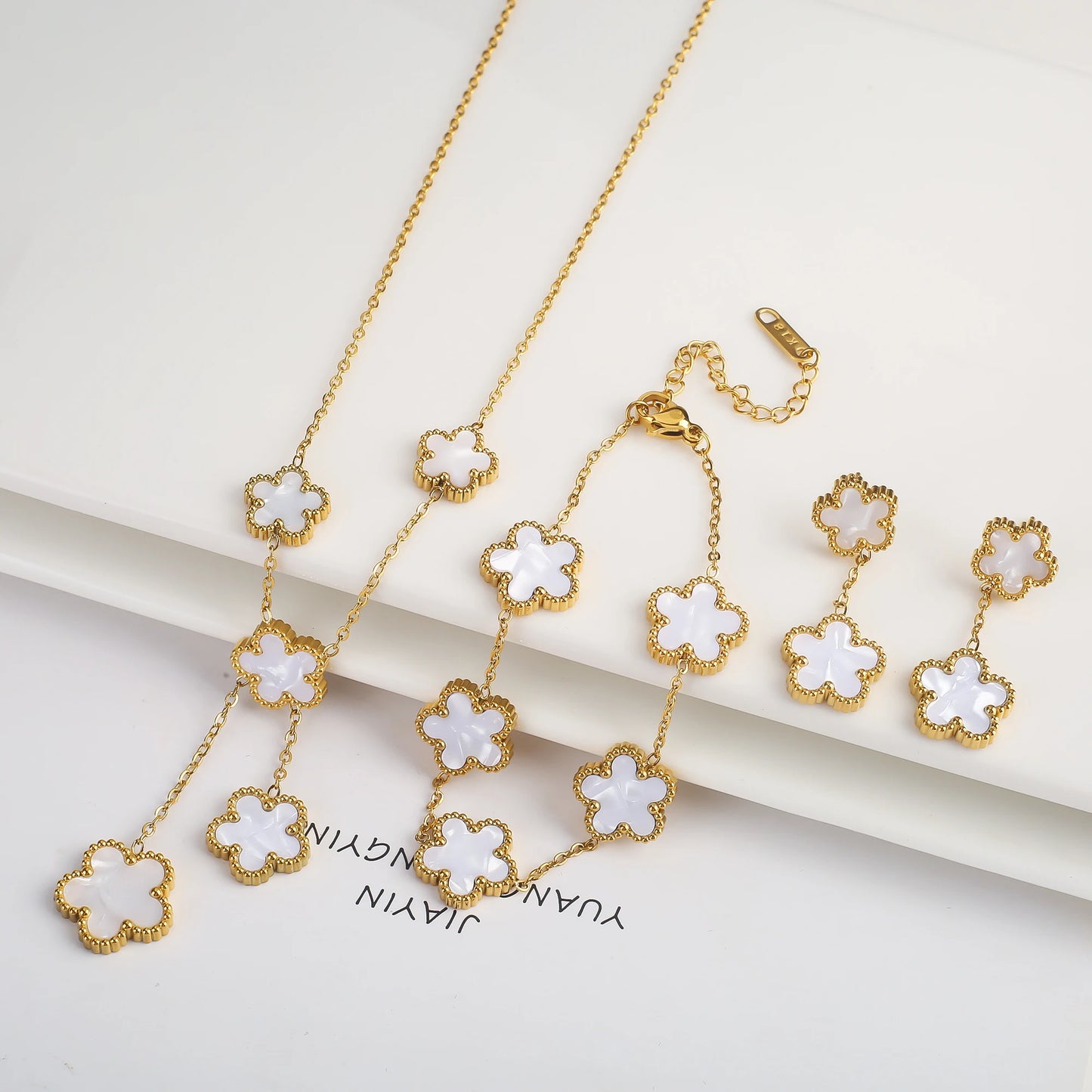 Five-Leaf Flower Jewelry Set