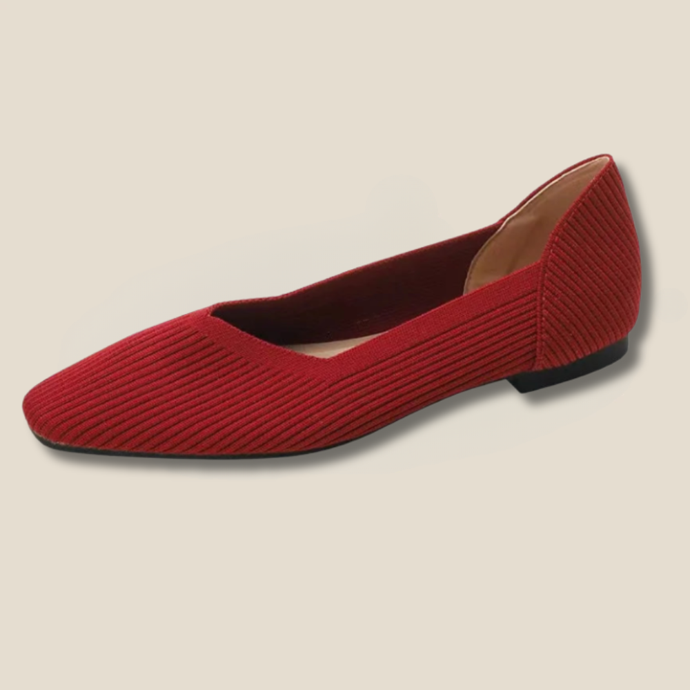 Avery - Square-Toe Knit Flats