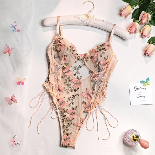 Cassandra | Embroidered Butterfly Bodysuit