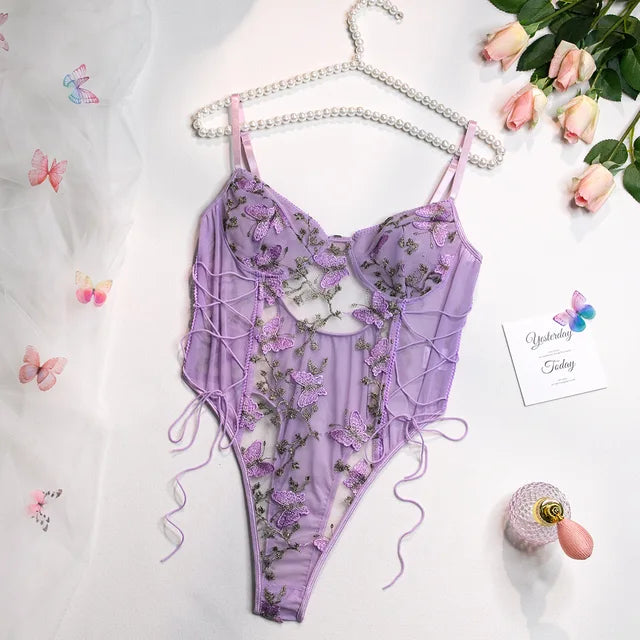 Cassandra | Embroidered Butterfly Bodysuit