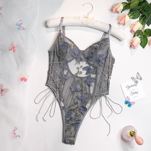 Cassandra | Embroidered Butterfly Bodysuit
